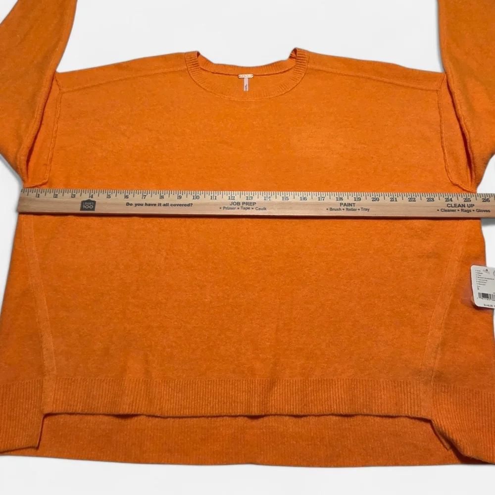 Free People Luna Slouchy Soft Wool Blend Sweater Marigold Orange Oversized Small